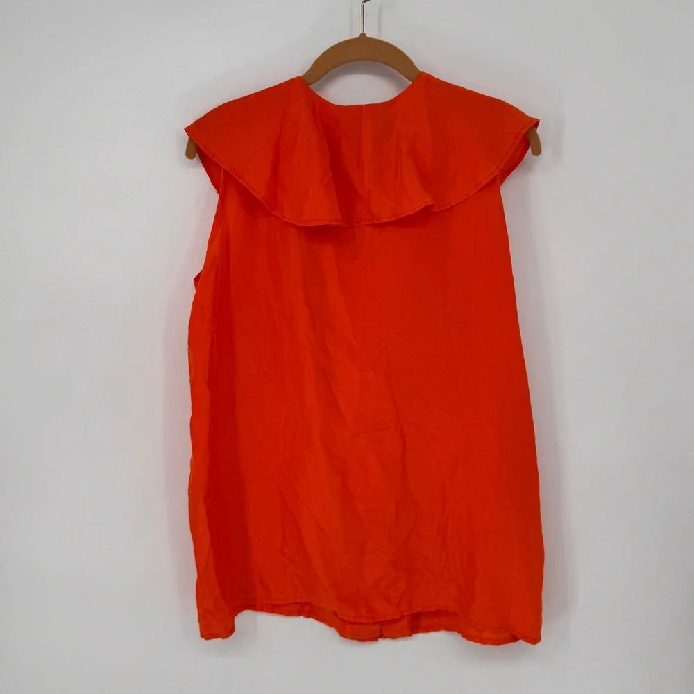 BEST American Clothing Co Silk Blouse Womens Medium Orange NWT Ruffle V-Neck